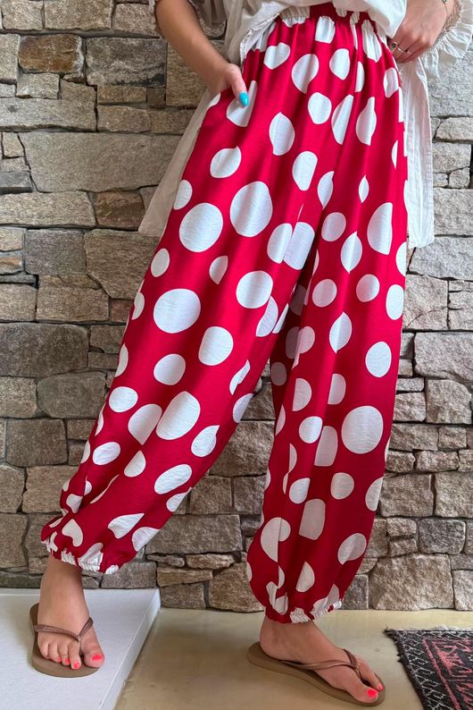 Basso Big Dot Balloon Cuff Pant Sangria & White